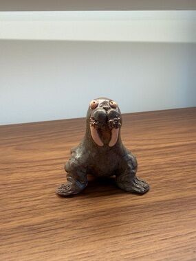 One Of A Kind - Handmade Walrus Ceramic Figurine Signed By Artist K Davis